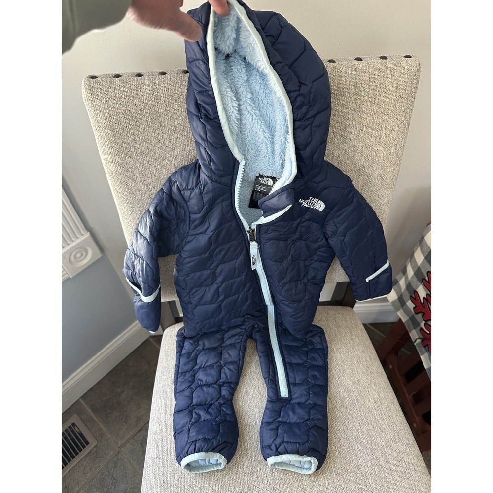 The North Face Thermoball Blue Snowsuit One Piece Bunting Puffer Baby 6-12Months